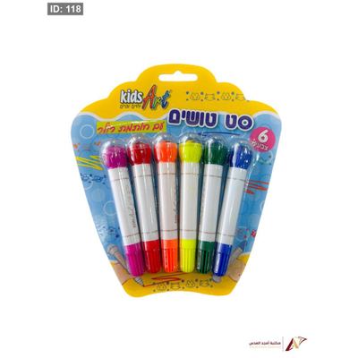الوان فلوماستر مع ختم 6 لون Kids Art