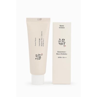 Beauty of Joseon Sunscreen + Rice & Probiotics SPF50+ PA++++ واقي شمس فاخر يوفر حماية قوية من أشعة الشمس مع مكونات طبيعي