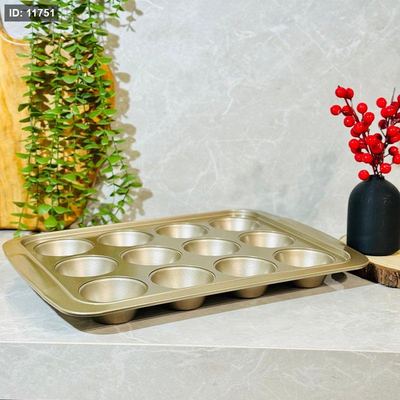 صينية كب كيك 12عين جرانيت K73/4 مستطيل 40*28سم ذهبي =VGR2