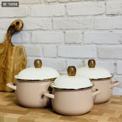 طقم/3 طناجر زينكو 18/20/22سم كابتشيو ماط حيف ذهبي EL135/8 =ك6