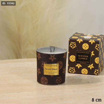 شمعة معطرة 8سم جلد اسود LV اسطواني A67/18 =ع5