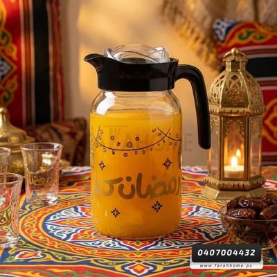 شاف زجاج عصير/ ماء مع يد رسومات رمضانية صناعة مصرية ELMAS