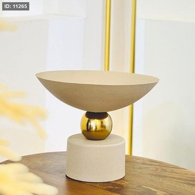 جاط فواكة تنك 32سم مدور 89066S قاعدة طابة ذهبي BEIGE هندي %ه9