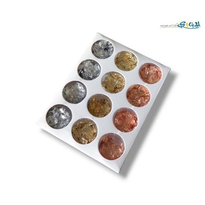 ورق مذهب علب دائرية لون ذهبي فضي برونزي