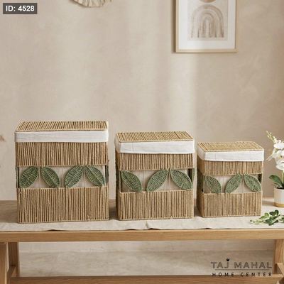 طقم سلات قش بتصميم طبيعي