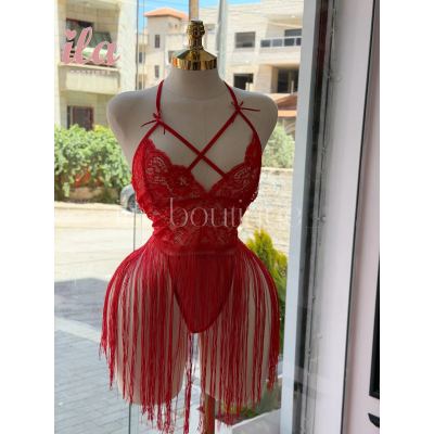 فستان لانجري احمر مشرشب