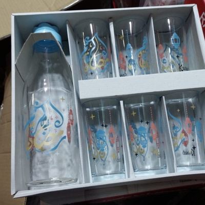 طقم كاسات شراب مع قارورة رمضان 7 قطع