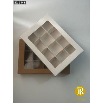 علب كرتون نافذة شفاف سحاب (12 قسم) 5*19.5*28 سم / 10 قطعة code 119