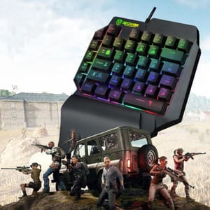 لوحة مفاتيح ألعاب سلكية F6 بيد واحدة بإضاءة خلفية RGB 39 مفتاحًا بيد واحدة