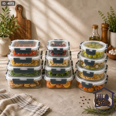 طقم علب تخزين طعام ( تبرويرات زجاج ) 12 قطعة