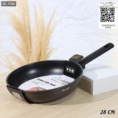 مقلى جرانيت QlNA مدور 28سم اسود ماط B/3_32803 يد سلكون ++2