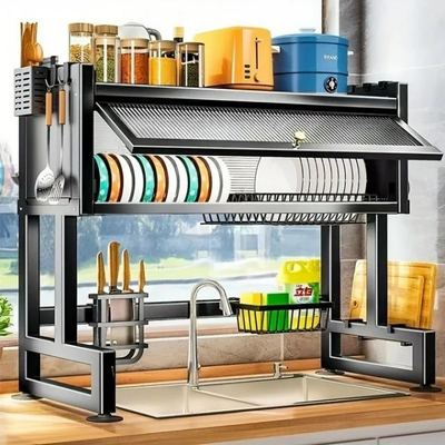مشك صحون فوق المجلى لون سكني 105*80*28سم بغطاء زجاج متحرك SCJ-6975-105GY