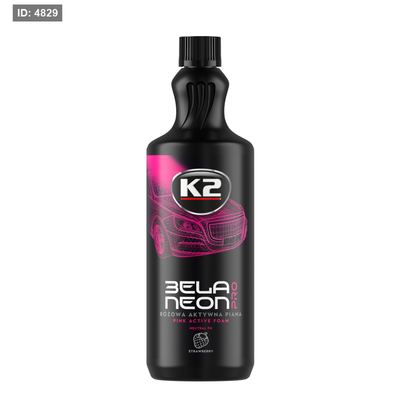 K2 BELA NEON PRO 1L (فوم غسيل سيارات نشط وردي برائحة الفراولة – تركيز احترافي)