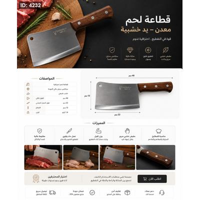قطاعة لحم معدن – يد خشبية