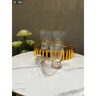 طقم 6 كاسات عصير زجاج شكل مخروط طويل