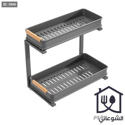 منظم تحت المجلى / منظم منظفات جرار متحرك طبقتين معدن سكني مع يد خشب