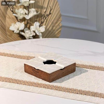 متكة خشب مربع 13 سم 89286 غطا مصدف ابيض W هندي %ه15