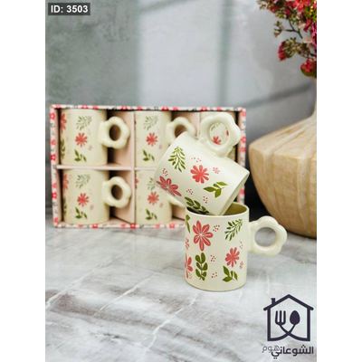 طقم مجات سيراميك مورد 6 قطعة