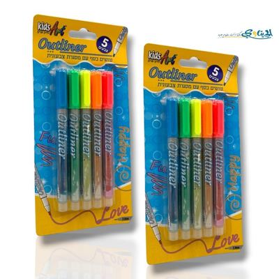 الوان فلوماستر فضي مع اطار ملون 5 لون كيدز ارت