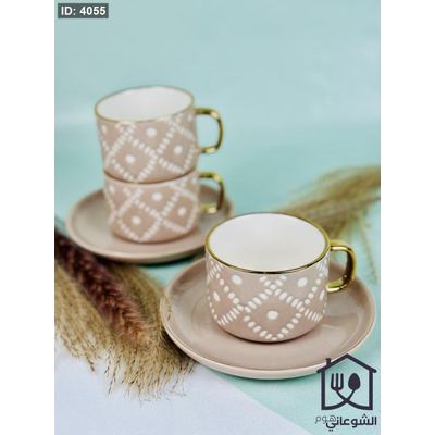 مج بورسلان منقط مع حز ذهبي مع صحن كبير