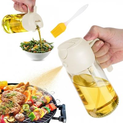 ابريق زيت زجاج رش غطاء اخضر