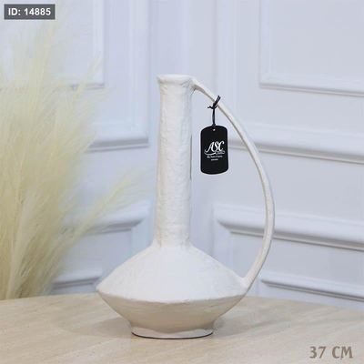 تحفة فازة 37سم شكل ابريق طويل ابيض WT-25581 نحاس هندي %ه11