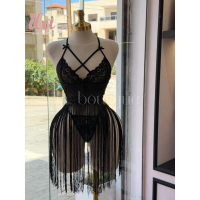 فستان لانجري اسود مشرشب