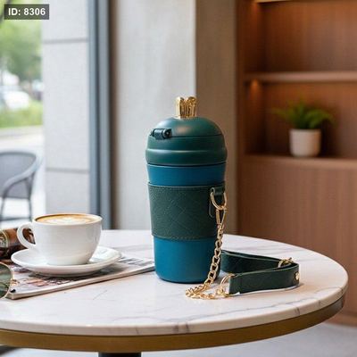 كاسة سخن 400مل ستانلس ستيل اطار بلاستك ملون مع قشاطة مع مصاصة SM162/1 =ط3