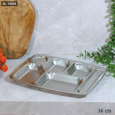 صينية طعام 6عين ستانلس ستيل 36سم مستطيل A38/31 =ع2