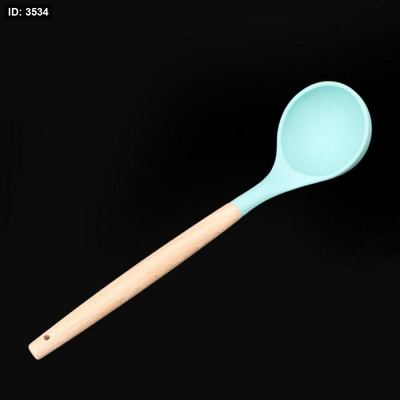 مغرفة سلكون ملون يد خشب BL177/4 =*خ