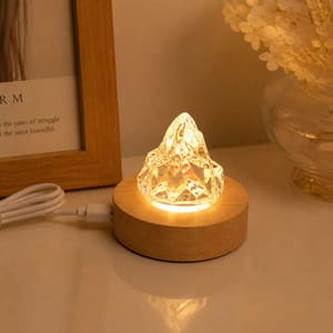 قاعدة إضاءة LED خشبية دائرية مع وصلة
