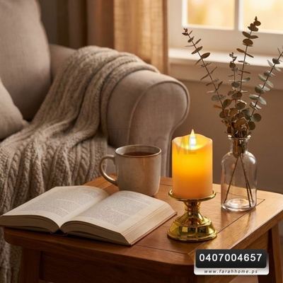 شمع الكتروني ليد حجم صغير مع قاعدة ذهبية 13 سم