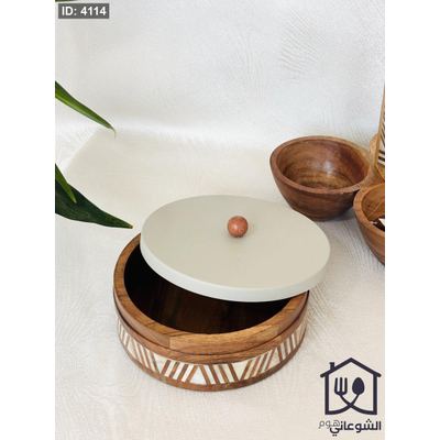مضيفة معمول خشب طبيعي دائري اطار ريزن مع غطاء معدن سكني ( دمشق )