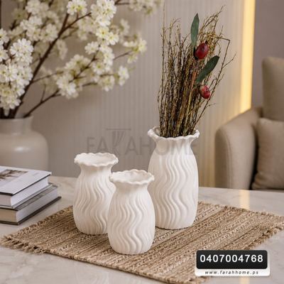 طقم فازات 3 قطع بوهيمي اشكال مزهريات مجعد