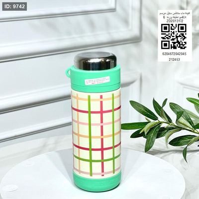 قنينة ماء ستانلس ستيل مرسم مع تعليقة وردة 6K= ZD20131/2