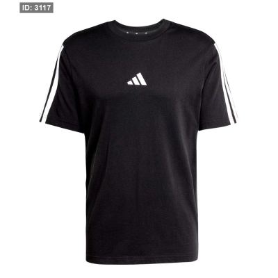 adidas Mens Essentials 3-Stripe Single Jersey