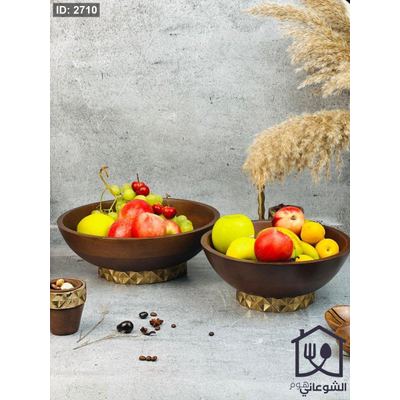 جاط فواكه خشب طبيعي قاعدة معدن موديل نحاس هندي