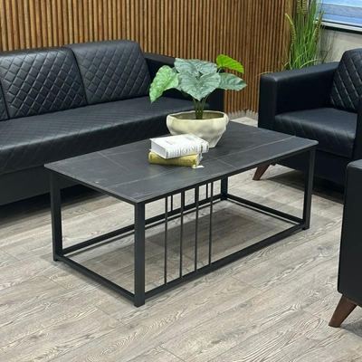 طاولة مستطيل معدن اسود وجه حرانيت اسود 2ك YC-27