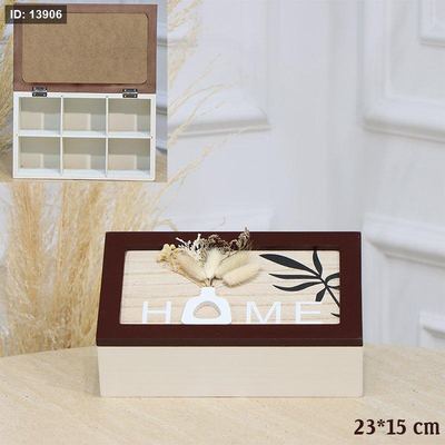 علبة منظم اكسسوارات خشب مستطيل 23*15سم ت.4 ابيض مكتب هوم EL113/9 =رم6