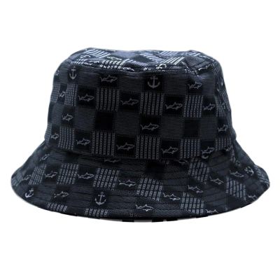 BUCKET HAT WITH SHARK & ANCHOR PATTERN