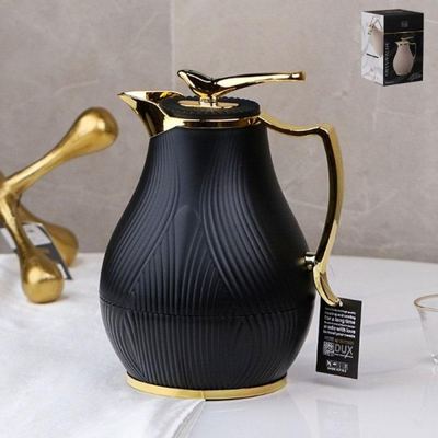 ثيرموس اسود محزز مبطن مع يد وراس عصفور ذهبي 1 لتر  I82410-1.0L-BL