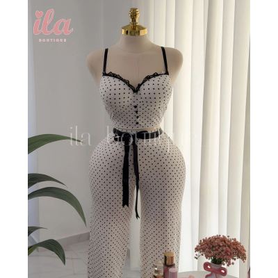 بيجاما ابيض HIGH QUALITY POLKA DOTS توب و بنطلون