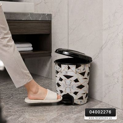 سطل سلة مهملات دعسه رخام مرسم بلاستيك8 L