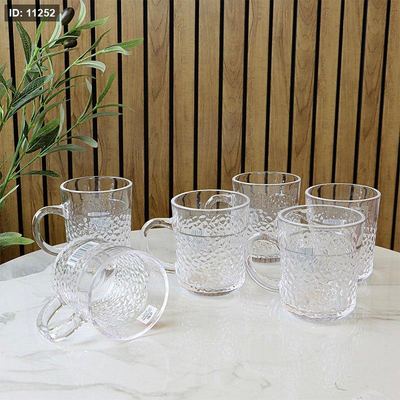 طقم كاسة شاي/6 زجاج سادة 230مل KTZB04-8 مدور مبزر ++BM1
