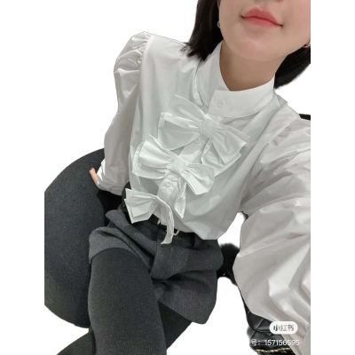 قميص ببيونات ابيض k88