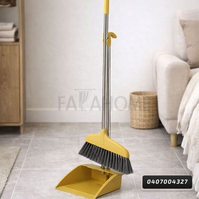مكنسة مع مجرود  بلاستيك يد طويل ذراع ستانليس
