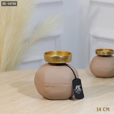 شمعدان شمع مكعبل 14سم موكا BRG-26050B نحاس هندي %ه11