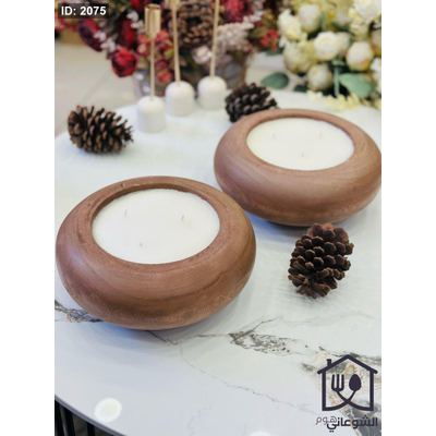 جاط خشب بني دائري حشوة شمع