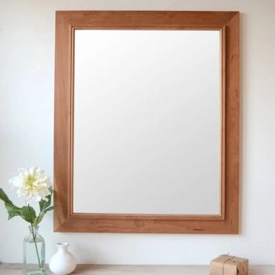 مراة مستطيل باطار بلاستيكي لون خشبي مقاس 35 * 45 سم
