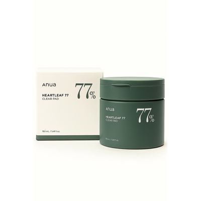 Anua Heartleaf 77% Clear Pad مناديل تنظيف البشرة بتركيبة تحتوي على 77% من خلاصة نبات الهارتليف، تعمل على تهدئة البشرة ال
